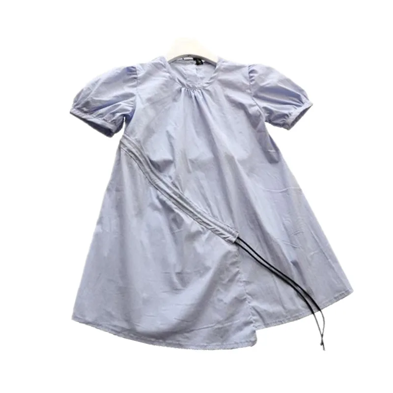 girls short sleeved drawstring bowknot dress 0