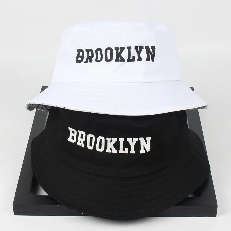 

2019 New Men Women Brooklyn Bucket Hat Cotton Printing Hip Hop Fisherman Panama Sun Hat Outdoor Street Casual Visor Bucket Cap
