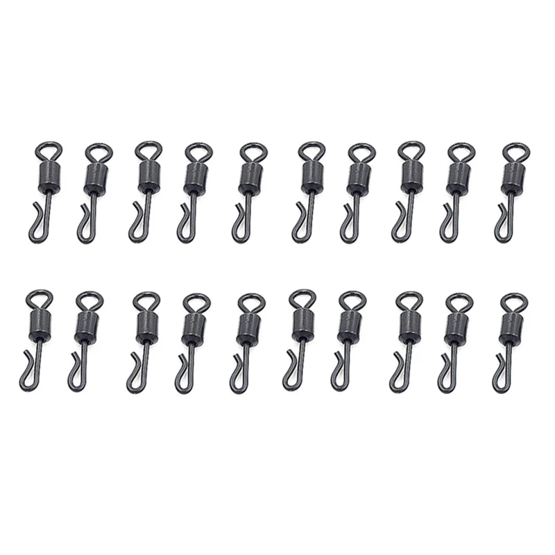 20Pcs/Lot Large Long Body Q-Shaped Black Quick Change Swivels for Carp Fishing Accessories Size 4# Fishing Terminal Tackle Pesca