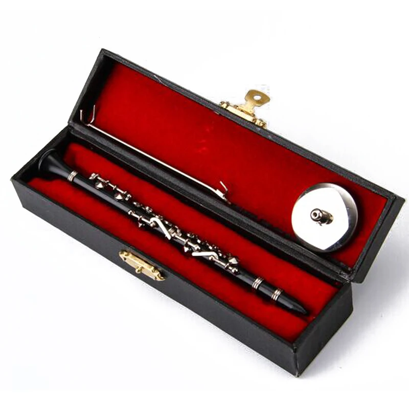 Muslady Mini Clarinete Modelo Exquisito Decoración de Instrumentos Musicales de Escritorio Adornos Regalo Musical con Caja Delicada 