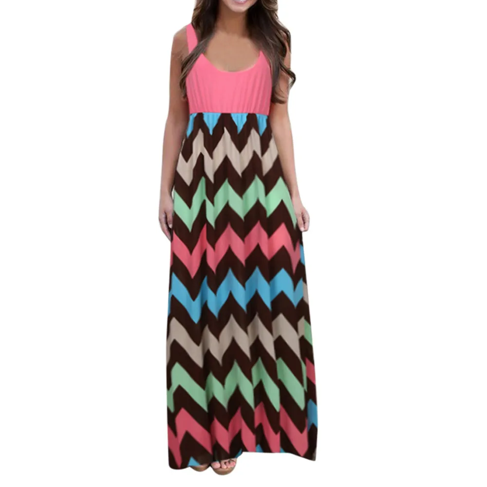Womens Striped Long Boho Dress Lady Beach Summer Sundrss Maxi Dress Plus Size Vestito da spiaggia *35 Womens Striped Long Boho Dress Lady Beach Summer Sundrss Maxi Dress Plus Size Vestito da spiaggia *35