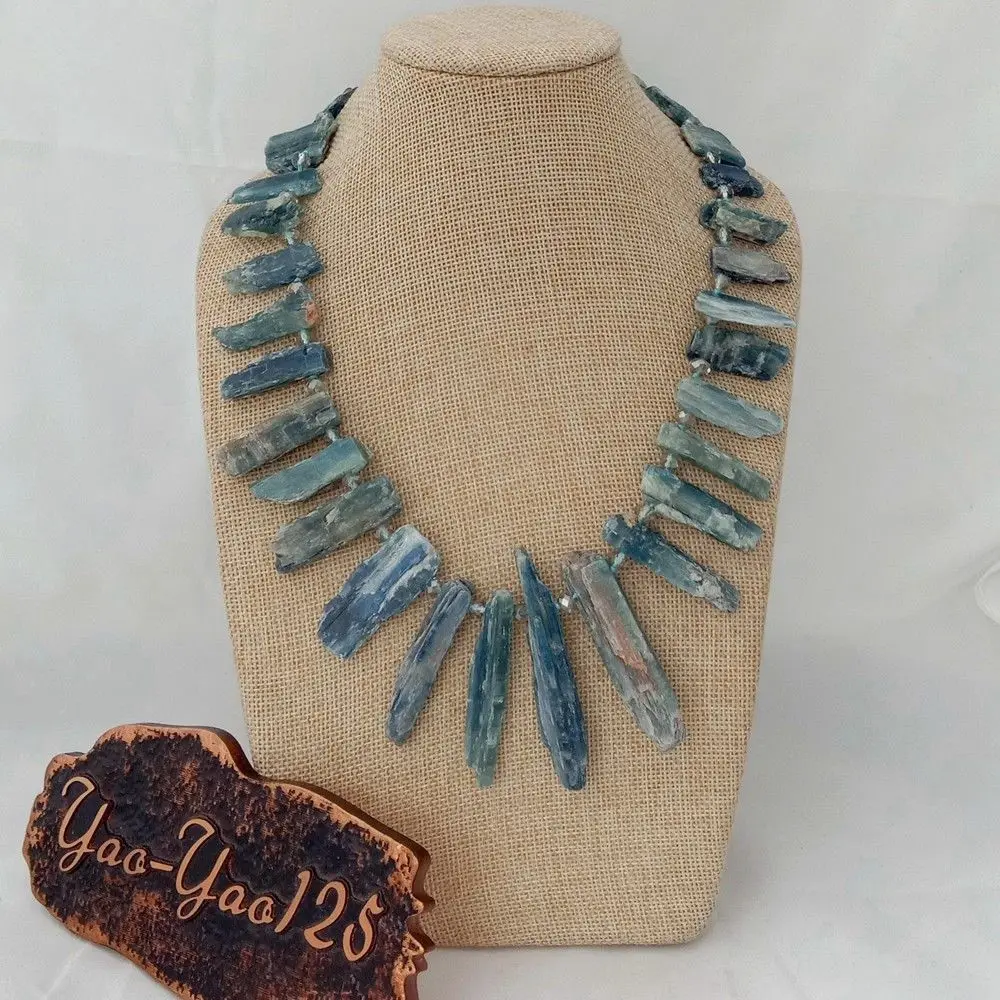 

Women's 14x66mm natural Top-drilled kyanite Rough necklace