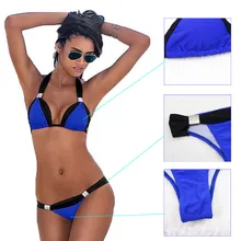 Low Waisted Sexy Bikinis Women Swimsuit Bathing Suits Swim Halter Top Push Up Bikini Set Beach Plus Size Swimwear