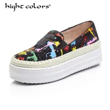 Большие размеры 32-43, весна, женские туфли из коровьей замши на платформе с круглым носком, женские слипоны на платформе, женские лоферы на плоской подошве, HC78