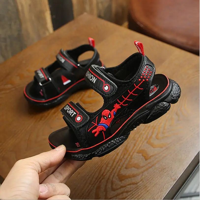 

New 2019 Cartoon Leisure Spiderman Batman Boy Girl Beach Skateboard Sandals Children's Open Toe Beach Spiderman Sandals