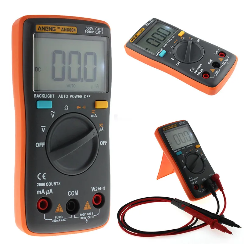 

AN8004 Digital Multimeter 2000 counts Auto-Ranging AC/DC Ammeter voltage meter Voltmeter Ohm