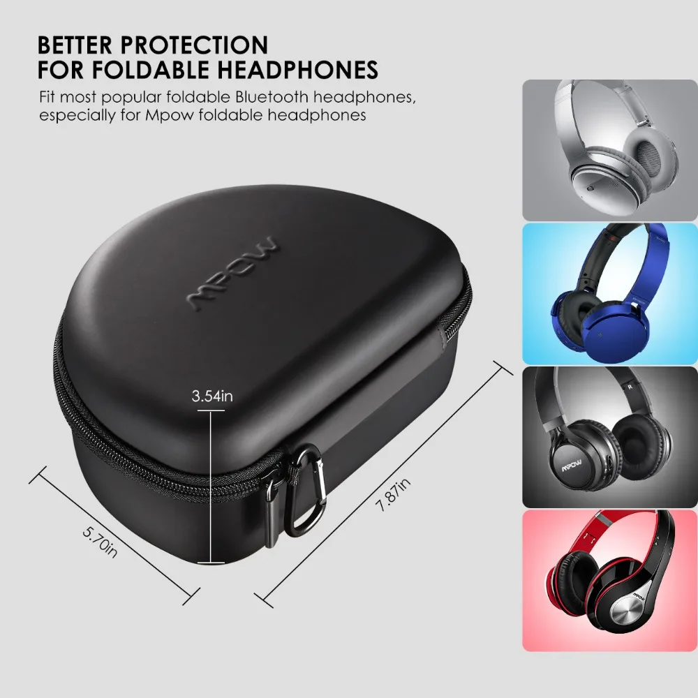 Mpow Headphone Storage Bag Carrying Case Universal Outdoor Protective Pouch for Foldable Headsets Over-ear Foldable Headphones