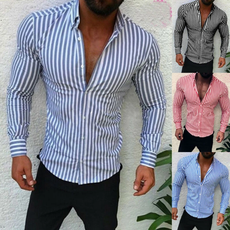 Camisa entallada de lujo para hombre, camisa vestir de manga larga, con estilo, a la moda, en negro, azul y rojo|Camisas informales| - AliExpress