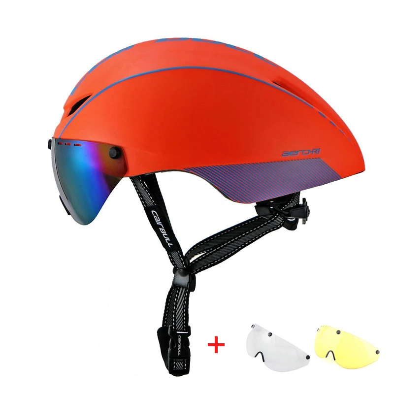 Велосипедный шлем с линзами TT In-mold дорожный велосипед шлем MTB очки Сверхлегкий ветрозащитный езда гоночный велосипедный шлем - Цвет: Orange plus lens