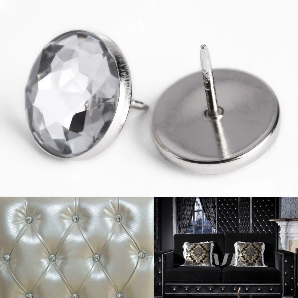 100 x 22mm diamante crystal upholstery headboard buttons nail back free