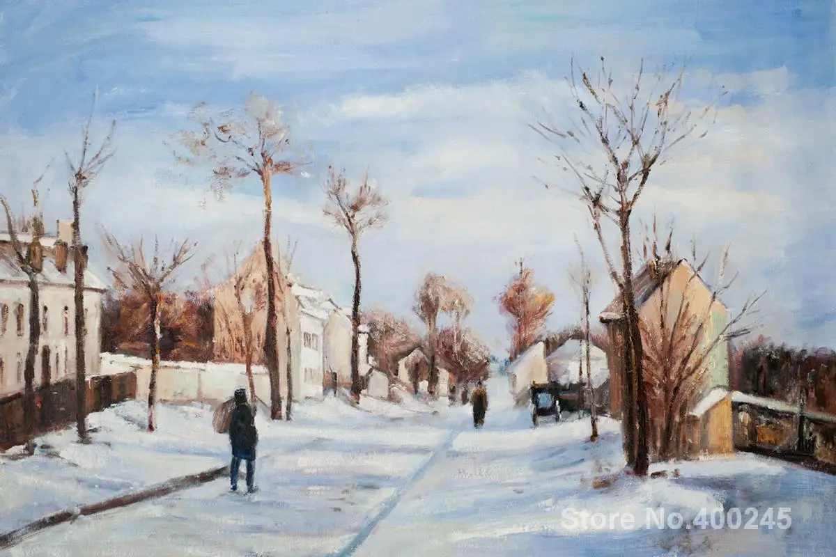 Улица в снегу Louveciennes арт от Camille Pissarro картины на холсте Ручная роспись высокое