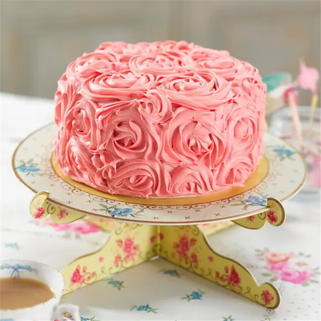 Cardboard Cake Rack Cupcake 1 Layer 2 Sides Stand Floral Lace Tea Cardboard Cake Rack Cupcake 1 Layer 2 Sides Stand Floral Lace Tea
