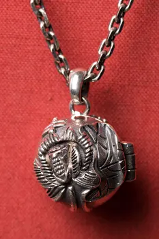

restoring ancient ways to build the lotus ga wu hang drop box Pendant s925 pure silver ornaments carved do the old car