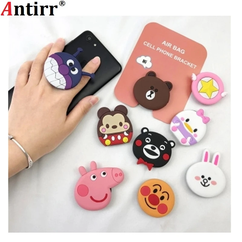 

3D Cartoon Soft Silicone Round Expand Phone Holder Stand Grip Universal Smartphone Tablet 360 Round Finger Ring Mount Kitty