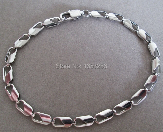 Оптом 5 шт./партия серебряные блестящие 4 мм 316L Нержавеющая сталь Очаровательная плоские цепи ссылка браслет для Для женщин Дамы 8''