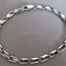 Оптом 5 шт./партия серебряные блестящие 4 мм 316L Нержавеющая сталь Очаровательная плоские цепи ссылка браслет для Для женщин Дамы 8''