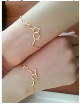 

Todorova Serotonin Molecule Chain Link Bracelets Chemical Formula Bangle Hormone Chemical Structure DNA Bracelet Nurse Jewelry