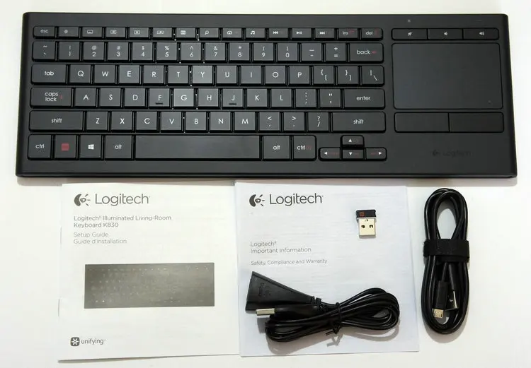 Logitech K830, задний светильник, зарядка, отличное сочетание, HTPC, беспроводная, Bluetooth, сенсорная, десять метров, мышь, литиевая клавиатура, домашняя