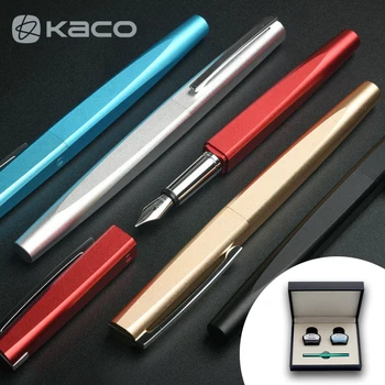 

Limited Edition KACO SOUARE Fountain Pen Set High-end Silver Clip Unique Design 0.5mm Gift Ink Pens for Business/Student/Teacher