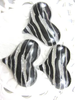 

30pcs/lot flat back resin heart with zebra printed DIY resin cabochons accessories 30*25mm