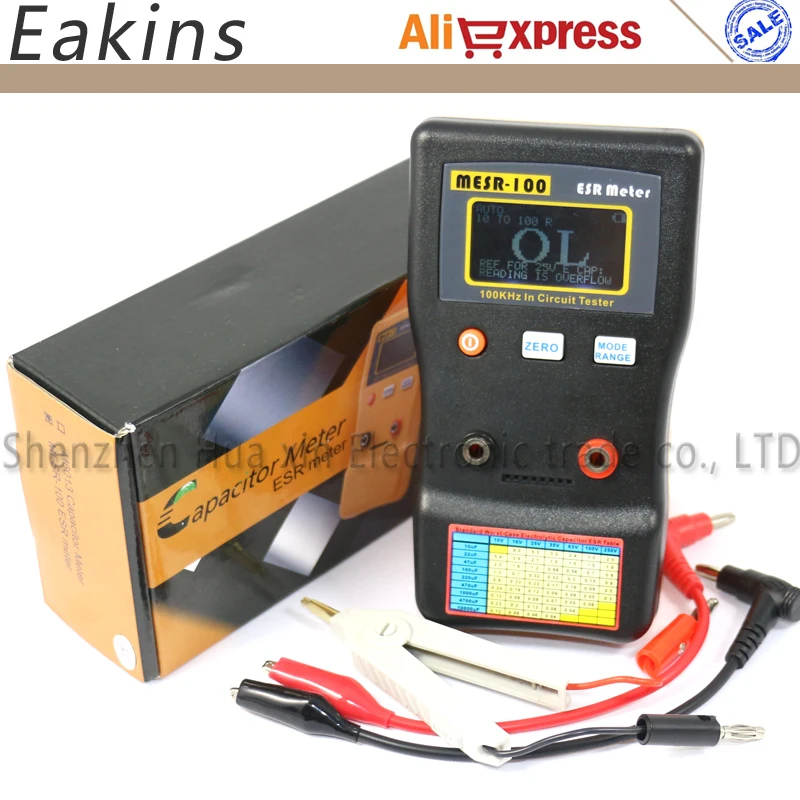 

Free shipping New V2 Upgrade MESR-100 digital display AutoRanging ESR Electrolytic capacitor meter /Capacitance resistance meter