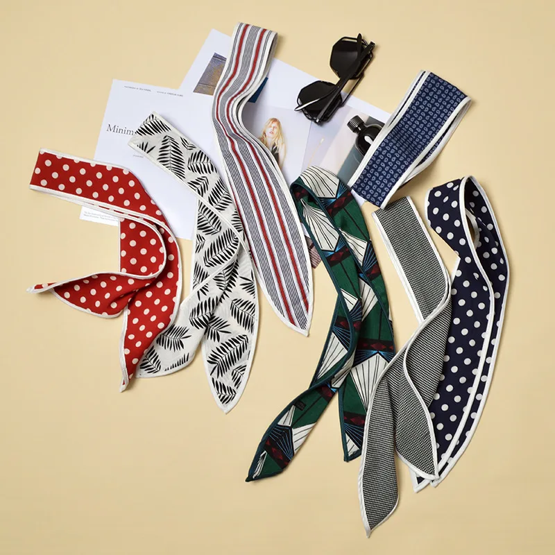 

2019 explosion models small scarves women's towel women's long strips wild small scarf decorative headband tied bag scarf