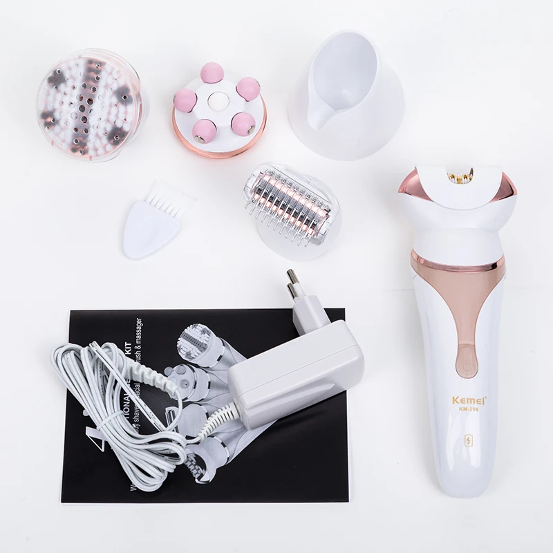 Kemei эпилятор для удаления волос электробритва машина Моющее средство для женщин массажер инструменты личный набор по уходу инструмент леди кисть для лица
