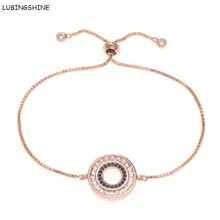 LUBINGSHINE медный регулируемый браслет Круглой Огранки AAA CZ камень розовое золото цвет слайд браслеты для женщин Рождественский подарок