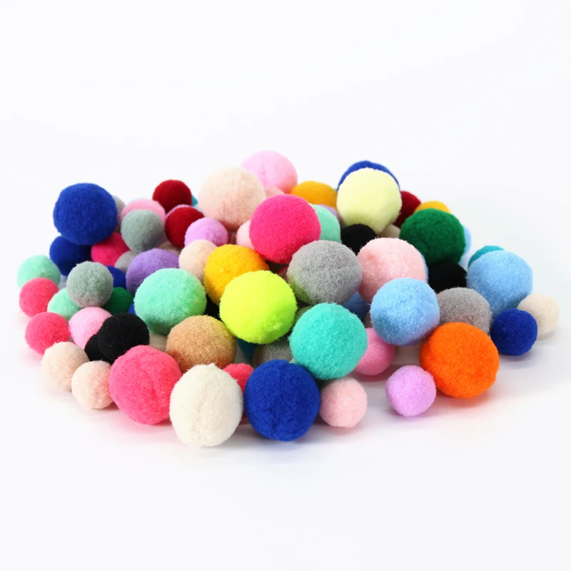 

Mixed color Soft Round Shaped Pompom Balls For Kids DIY Garment Handmade craft For Festival & Party DIY Kids Toys Accessories