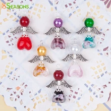 В комплексе 8seasons Мода Стекло Крыло ангела-хранителя Подвески смешанный античное серебро-цвет с круглые акриловые бусины 3.3x2.3cm-2,9x2,3 см, 1 комплект