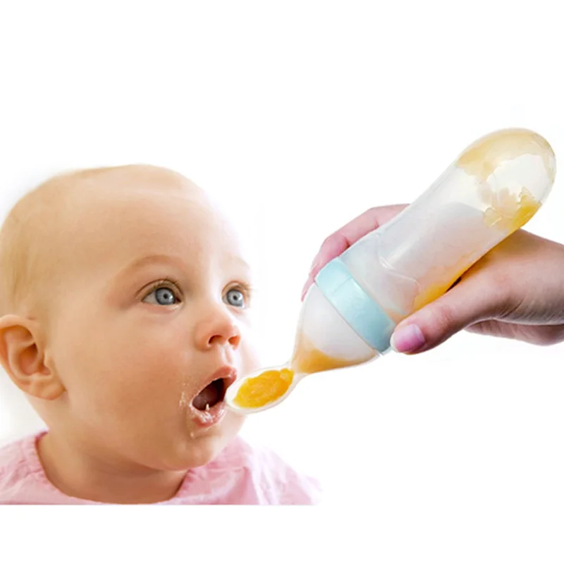 Baby rice paste extrusion feed devic Baby silicone Spoon Baby Bottle Spoons Feeder Baby Feeding