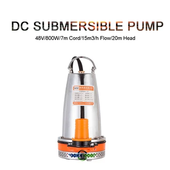 

DC 48V 800W Solar Submersible Water Pump, 65.6FT Max Lift 3960GPH Long Life Deep Well Pump Solar Power Farm & Ranch