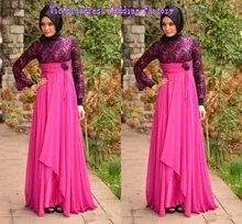 Dubai Moroccan Kaftan Abaya Evening Gowns With Muslim Hijab Long Sleeves High Neck Saudi Arabic Islamic Ladies Dresses Vestidos