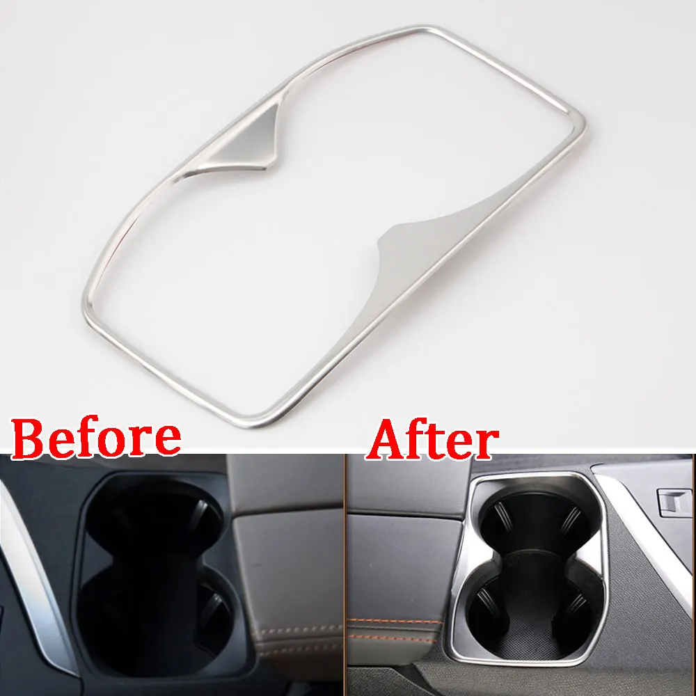 

Chrome Stainless Steel Car water Cup Holder Trim Cover Frame Molding Styling Fit For Peugeot 3008 5008 2017- Accessories Styling
