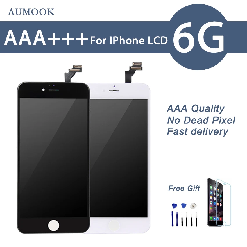 

10PCS Grade AAA No Dead Pixel For iPhone 6G LCD Display Digitizer Assembly Pantalla 4.7 inch Cold Press Frame Free shipping DHL