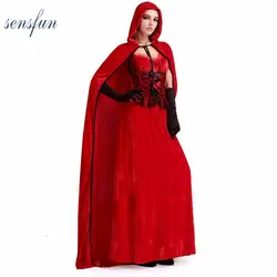 Sensfun 2018 Красная Шапочка костюм для Для женщин взрослых Хэллоуин Косплэй Фантазия платье + плащ Костюмы для косплея для вечерние