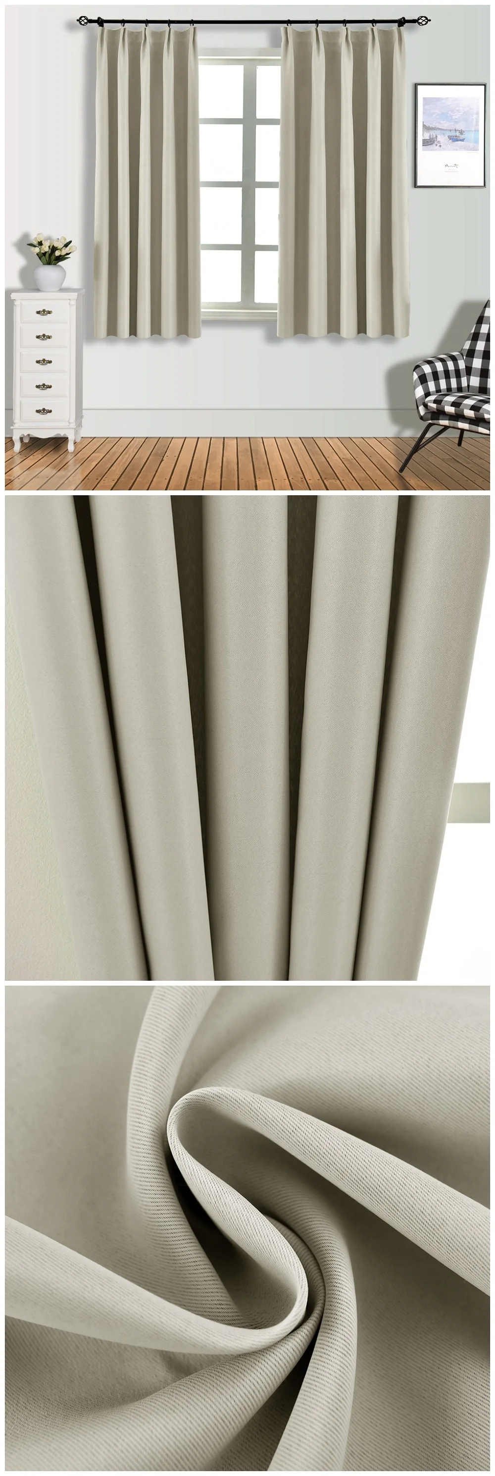 ZG077 NAPEARL Short Drops Solid Design Curtains High Shading Blackout For Bedroom Windows Fabric All Match Kitchen Small Tape Style (5)