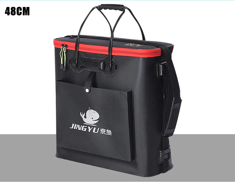 Портативный сумки для рыбалки рыбы ведро шестерни для армирования утолщение EVA ведро складной Открытый Кемпинг пеший Туризм ведро 42/48/53 см - Цвет: 48cm Black
