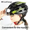 CoolChange casque de cyclisme avec lumière coupe-vent lunettes casque de vélo vtt insecte Net intégralement moulé hommes femmes casque de vélo ► Photo 2/6