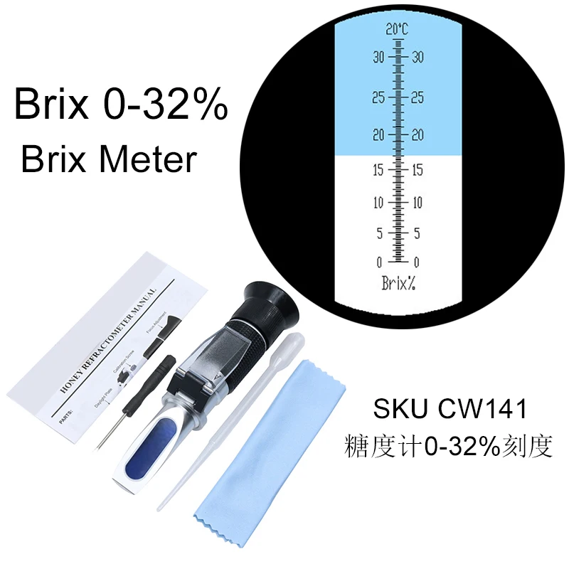 1 шт. рефрактометр мёда метр 58-90% БРИКС/38-43 °bе/12-27% содержание воды/БРИКС метр 0-32% БРИКС инструменты для пчеловодства две модели