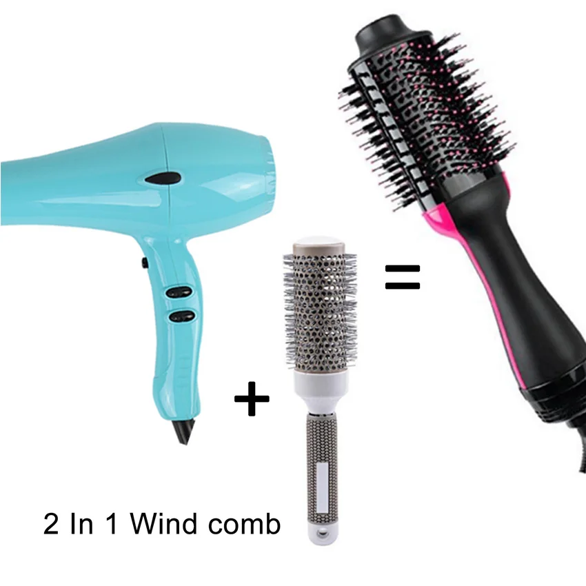 

Electric Hair Dryer Blow Dryer Hair Curling Iron Rotating Brush Hairdryer Hairstyling Tools Professional 2 In 1 hot-air brush