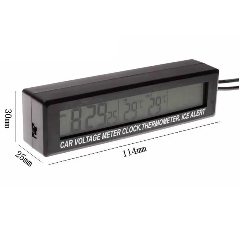 3 In1 Digital LCD Clock Screen Car Auto Vehicle Time Clock Temperature Thermometer Voltage Voltmete