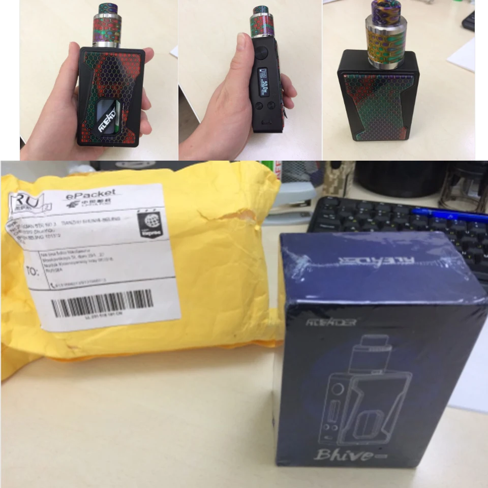 Original Aleader Bhive 100W BF Squonker Box TC Mod Kit Squonk e-cigarette with Resin panel 7ml bottle (1)