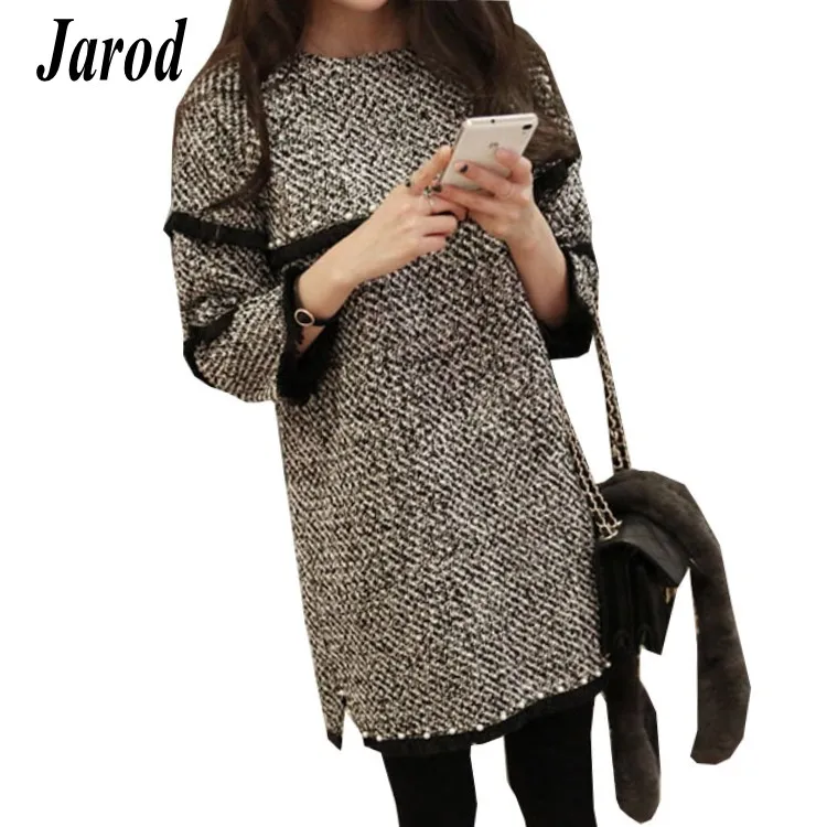 Tweed dress 2018 New Autumn winter Women Bead and Tassel O-Neck Thick Female woolen Blend dress Tweed dress 2018 New Autumn winter Women Bead and Tassel O-Neck Thick Female woolen Blend dress