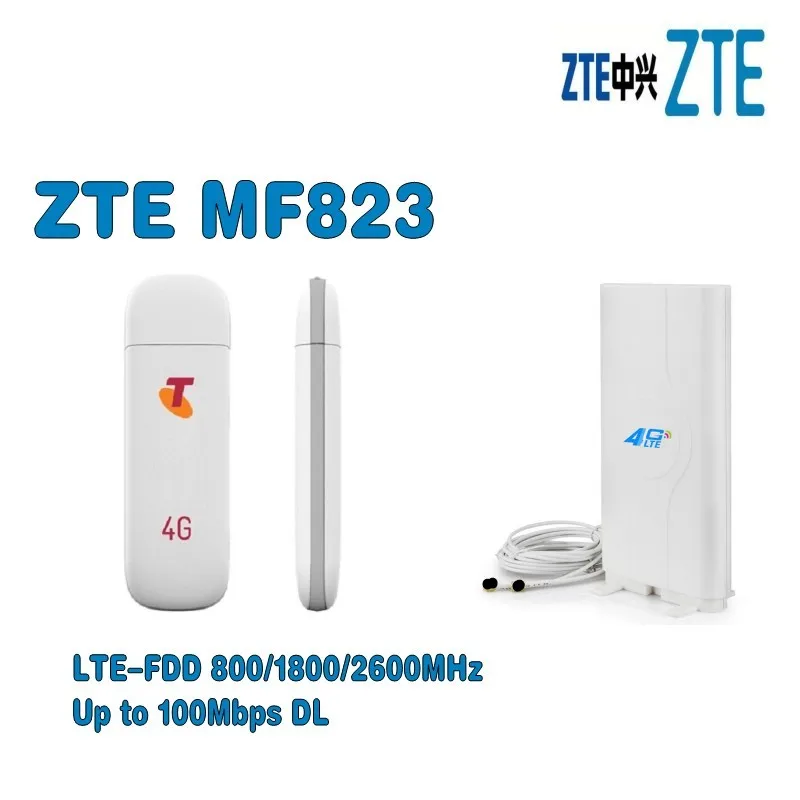 Разблокировка ZTE MF823 4G LTE FDD 900/1800/2600 МГц 3G модем USB мобильный 100 Мбит/с + 49dbi TS9