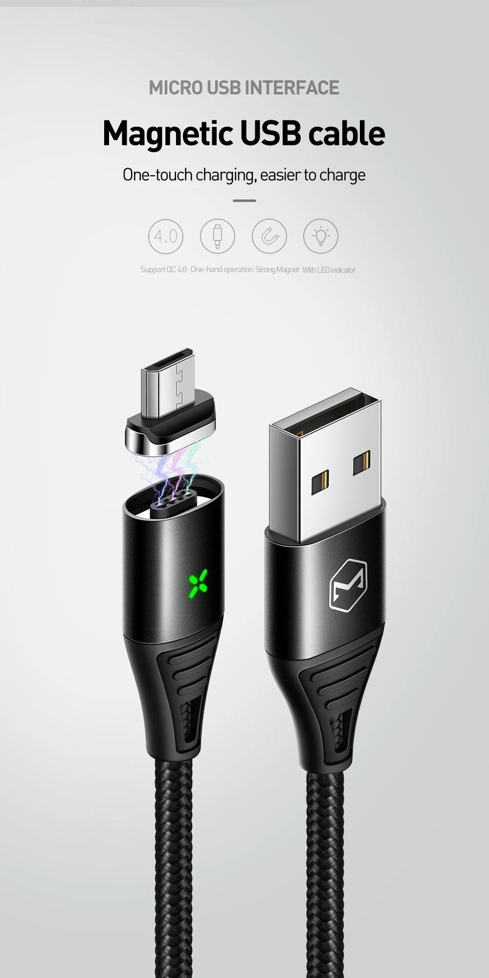 Mcdodo Micro USB Магнитный кабель 3A Быстрая зарядка зарядное устройство провод для Samsung S7 Xiaomi Redmi Note 5 Pro планшет Android, телефон Micro