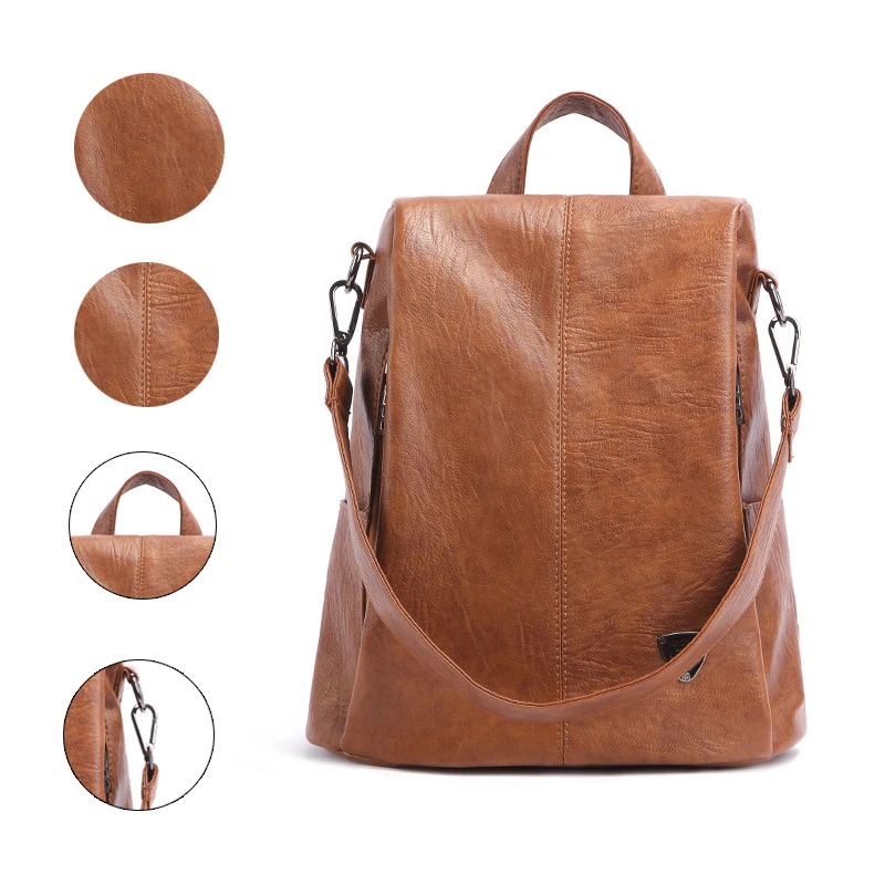  2020 Brand Backpack Female New Women Leather Backpack Bag High Quality PU Leather Anti Theft Backpa - 33044203192