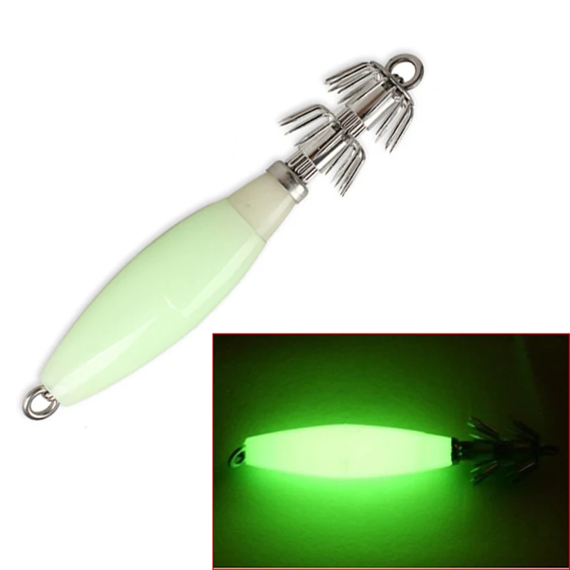 

9.5cm Length Noctilucent Squid Cuttlefish Sleeve Lure Hook Bait Fishhook With Dual-layer Sharp Split Fishing Hooks Pesca Iscas