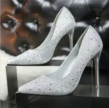 Neue han-ausgabe stil süß und elegant empfindlich ferse mit flacher mund dünne punkt die lotterie bohrer diamant einzel schuhe