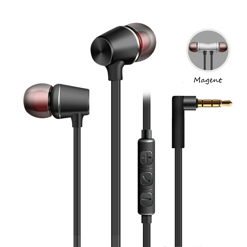 

Professional In-Ear wired Earphone for phone with Mic Microphone 3.5mm jack standard stereo headset Magnetic volume adjustable